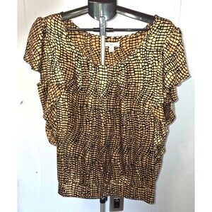 Uniform JPR Gold Black Blouse Shirt Flutter Sleeves Size XL 14/16